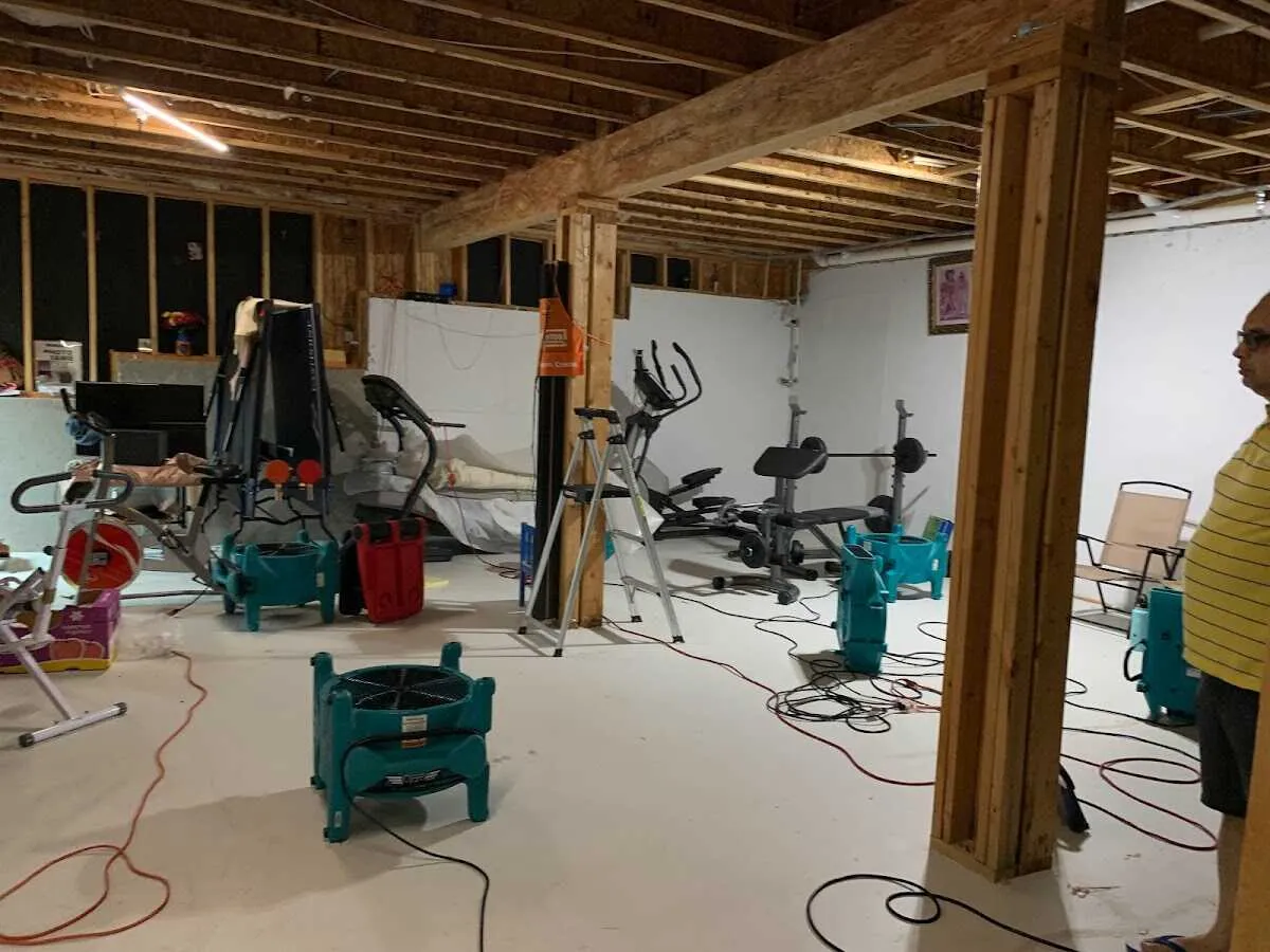 Basement drying equipment setup for Structural Drying in North Ridgeville